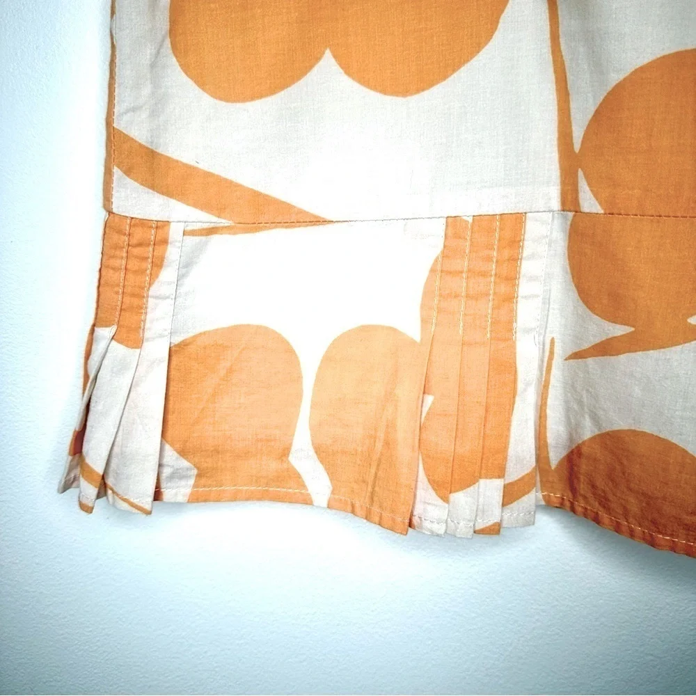 Anthropologie Elevenses Orange White Mini Skirt with Pleats Size 14